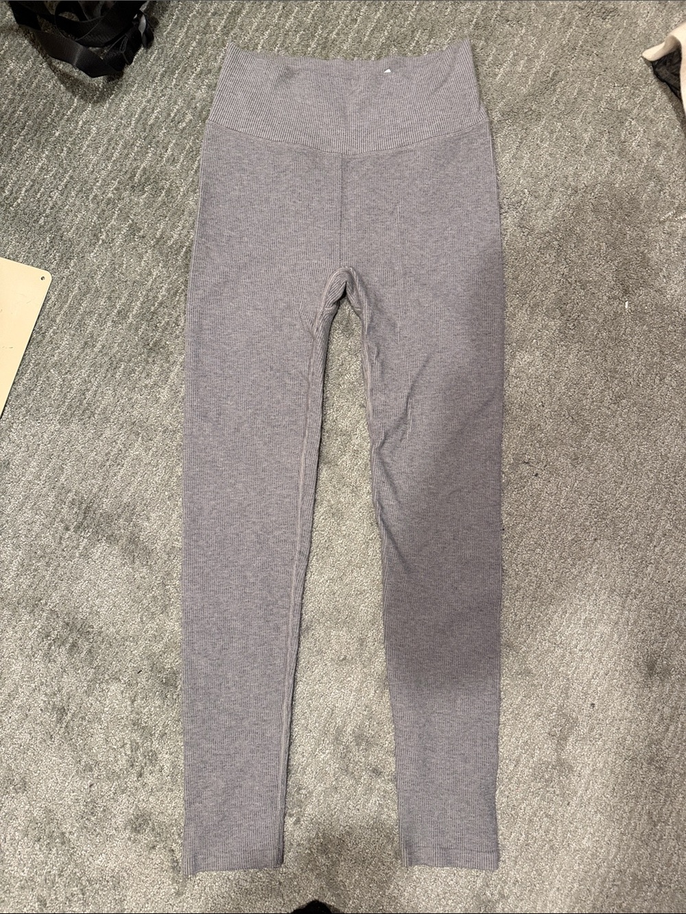 ALO Seamless High-Waist Two Tone Rib Legging - Light Misty Grey Heather size L